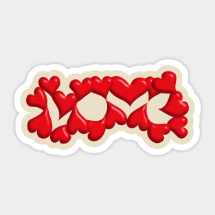 love shaped by hearts Sticker